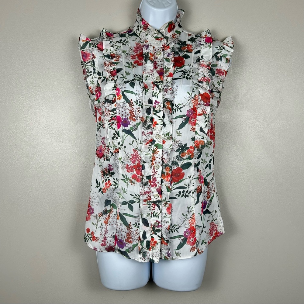 Ted‎ Baker Multicolor Floral Ruffle Blouse